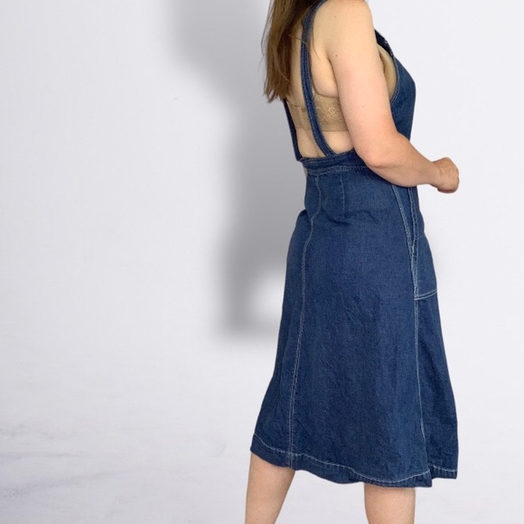Polo Ralph Lauren Blue Denim Jumper Overalls Pinafore Retro Apron Dress Size 8 - Picture 6 of 16